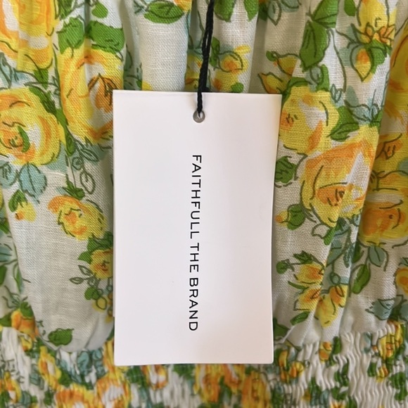 Faithfull the Brand Dress Matisse Boho Floral Linen Midi Sz M - Picture 8 of 11